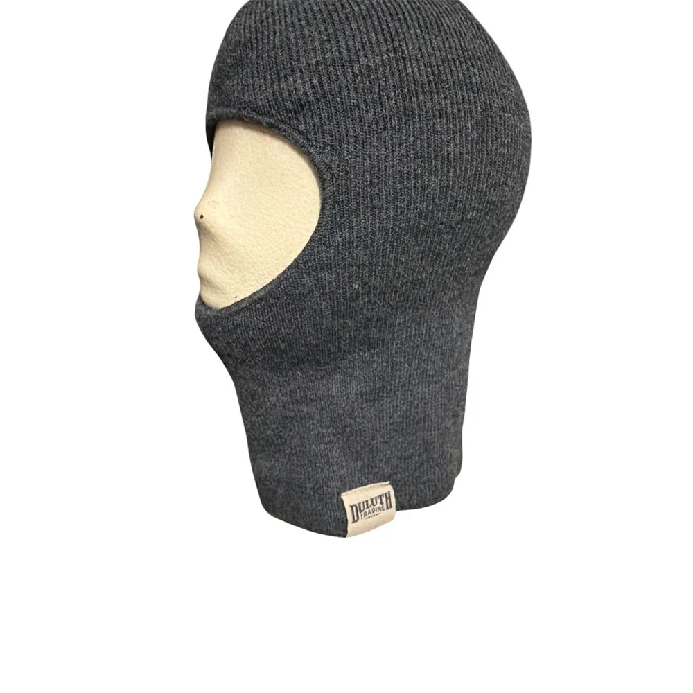 Duluth Trading Co Balaclava Charcoal Gray Rib Knit Face Mask Made‎ in USA Mens